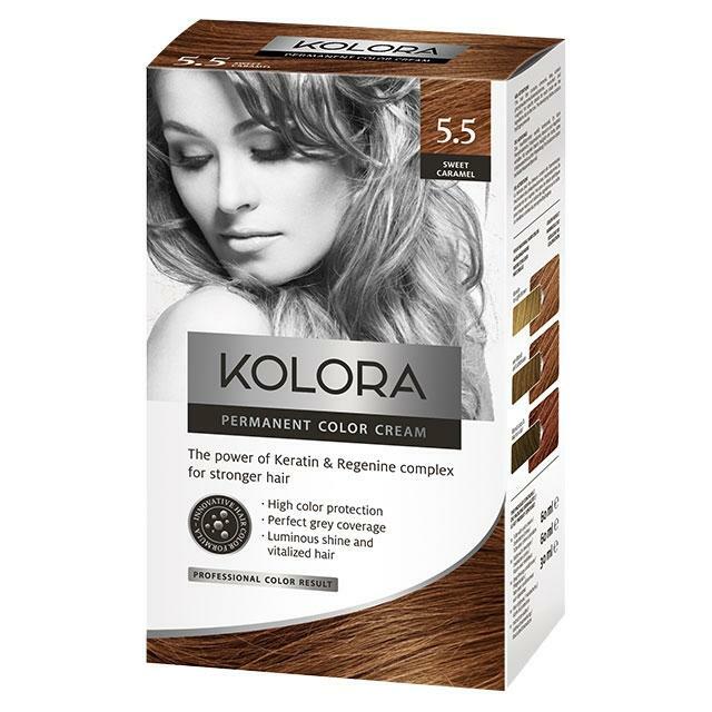 Kolora, Permanent Hair Color, 5.5 Sweet Caramel / 3 pack