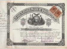 RARE 1897 VINTAGE STOCK CERT. POUGHKEEPSIE SAVINGS BANK W/STAMPS  (SALE12.50