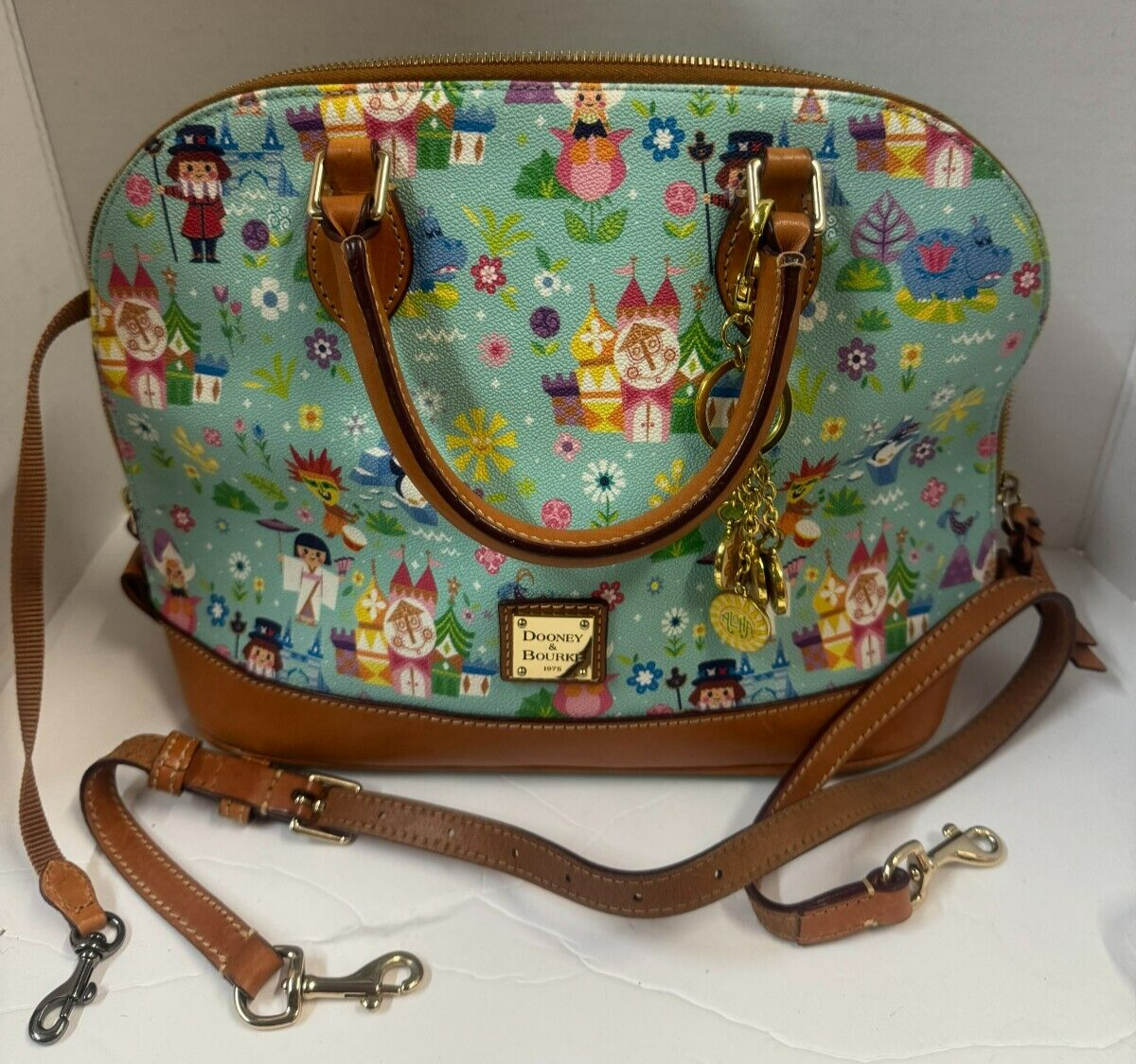 Dooney & Bourke Disney Parks It's A Small World Zip Satchel Bag w