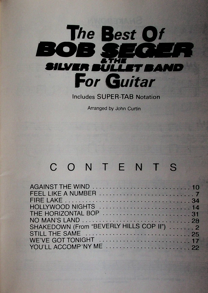 Bob Seger Silver Bullet Band The Best Of Guitar Tab Piano Sheet Music Songbook - Image 2 of 4