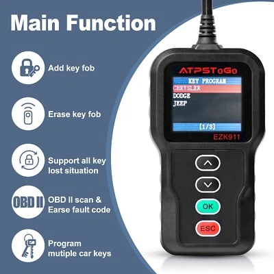 Used Remote Key Fob Programmer Tool For Select Chrysler Dodge Jeep Ram Key Fob - Image 1 of 4
