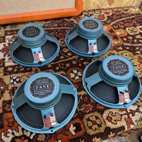 Matched Quad Vintage 1971 Fane 122/10a 20w 15ohms 12" Speakers *1970s* Repairs