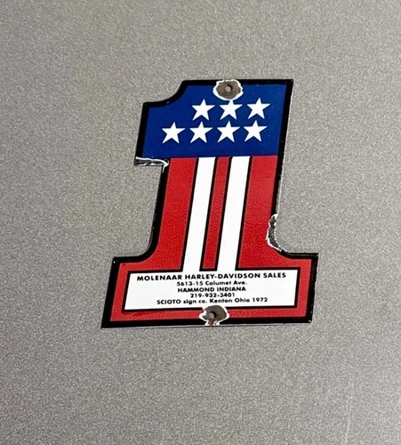 VINTAGE HARLEY DAVIDSON #1 PORCELAIN SIGN CAR GAS TRUCK OIL MOTORCYCLE