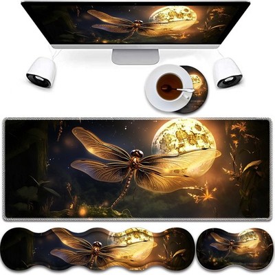 4 in 1 Mouse Pad Combo, Large Gaming Mouse Pad + Keyboard Wrist Support + Mou...