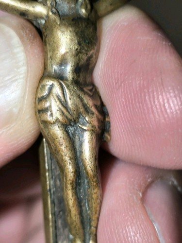 Magnifico crocifisso del 700 in bronzo con proprio simbolo della morte (teschio) - Foto 6 di 8