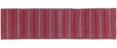 Afghan Kelim Soumakh Ghalmuri Teppich 80x300 Handgewebt Läufer Rot Streifen d - Bild 1 von 4