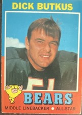 Topps 1971 Dick Butkus Football Card #25 Chicago Bears NFL Base Set