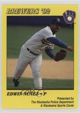 1992 Delicious Brand Cookies and Crackers Milwaukee Brewers Edwin Nunez 0q3