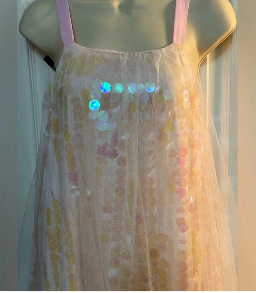Halabaloo Pink Tulle Sparkling Iridescent Sequins Girls Mini Dress Sz 14 NWT - Image 2 of 4