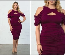 Kiyonna Dress 4X Bianca Style Ruched Bodycon Raspberry Red Party Lined Sexy