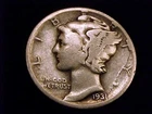 1931-D  Mercury Dime,  Very Good grade