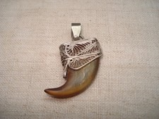 Pendentif Griffe Avec Pierre Cornaline Ovale - Acier Inoxydable - Neuf Sans Emballage
