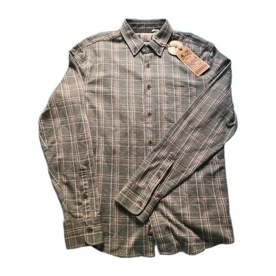 Faherty mens Coastline Knit Shirt  Pleasant Hill Plaid Graish brown Size S NEW