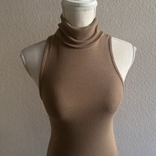 Zara High Collar Turtleneck Ribbed Sleeveless Dress Women's Size SMALL