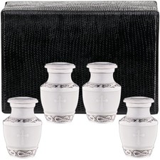 Olivia Memorials 4 Small Urns for Ashes Adult Male or Female - Set of 4 White...