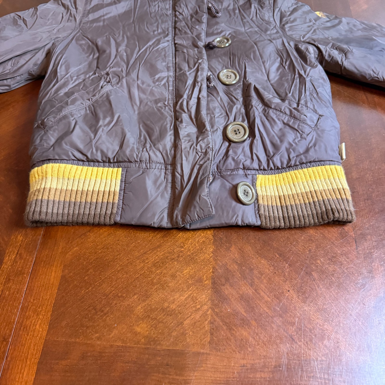 Vintage Y2K Hollister Down Puffer Jacket Womens Medium Faux Fur Hood Preppy Rare image 10