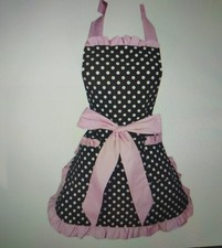 HYZRZ Cute Apron Retro Black Polka Dot Retro Ruffle Side Vintage Cooking Apron 