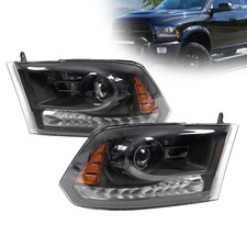 Pair 68093221AD Black Headlights w/DRL for Ram 1500 2500 3500 2013-2018 L/R