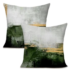 Black Decorative Throw Pillow Covers for 18" x 18" (Pack of 2) Green and Gold