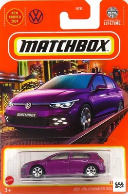 Matchbox 1/64 2021 Volkswagen Golf GTE lila Diecast Auto lose