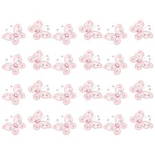 24Pcs Reusable Pink Butterfly Hair Clips with Rhinestones Elegant Wedding Decor