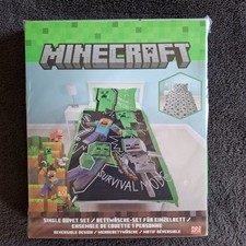 Image of Minecraft Survival Mode 100% Cotton Single Duvet Set Reversible Bedding Set