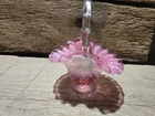 Vintage Fenton Glass Cranberry Opalescent Hobnail Ruffled Basket 8.25" T