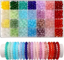 700pcs Glass Beads Kit for Jewelry Making 28 Colors 8mm Crystal Beads Bulk New