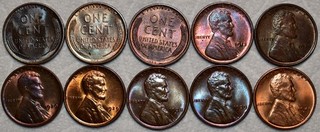 10x BU Lincoln Cents 3x 1909 VDB 1913 1920 2x 1929 1938 D 1939 D & 1941 S