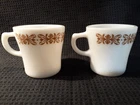 2 Vintage Anchor Ware White Milk Glass D Handle Coffee Cup Mug