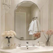 Wall Mounted Bathroom Vanity Mirror, 24"x36" Single Beveled Edge Frameless Ar...