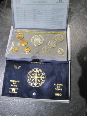 COFFRET FLEURS DE COINS 1980 HERCULE 50 FRANCS ARGENT MONNAIE DE PARIS FDC FRANC - Photo 1/4