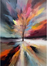 stnckic Paint by Numbers for Adults Beginners,Tree of Life 16x20 inches, red 