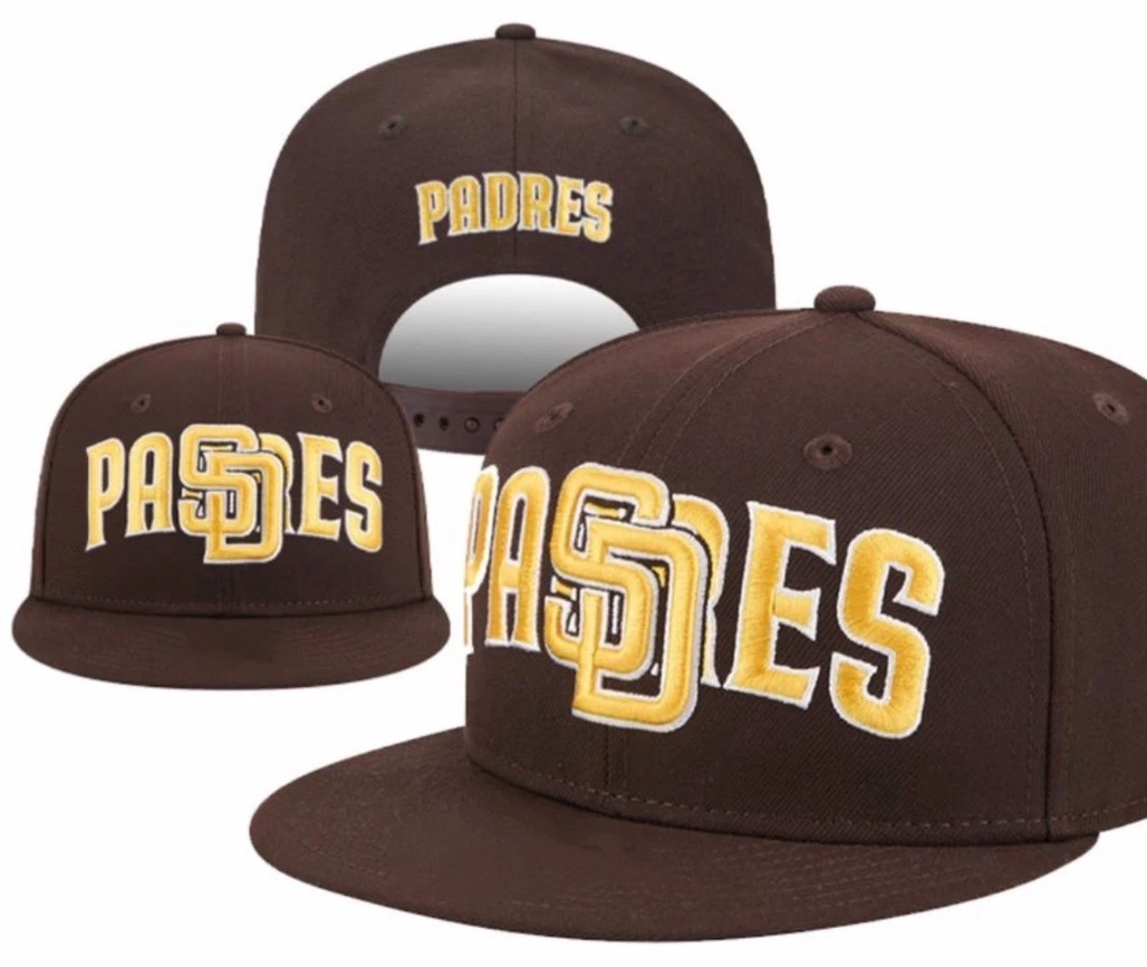 San Diego Padres Brown Snapback Hat Oversized SD Logo Flat Bill Adjustable Cap