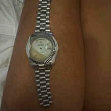 Rolex Oyster Perpetual Datejust Silver Striped Dial Auto Date Steel Watch