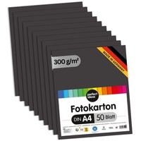 Perfect Ideaz 50 Blatt Fotokarton A4 Schwarz 300G Bastel Karton Pappe Tonkarton