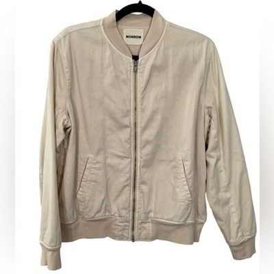 Monrow Zip Up Lighweight Bomber Jacket Size MEDIUM Peach-ish Tan