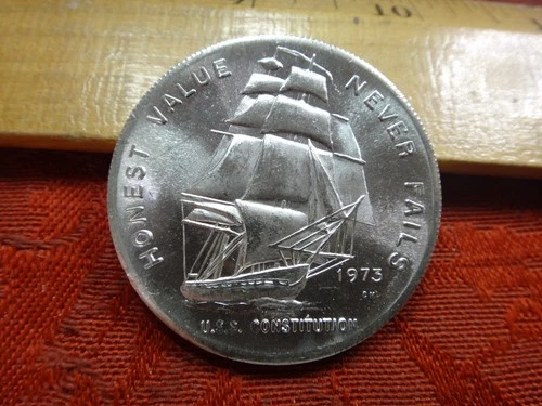 1973 USS Constitution Provo, Utah 1 Oz .999 Silver Bullion Round - No Reserve