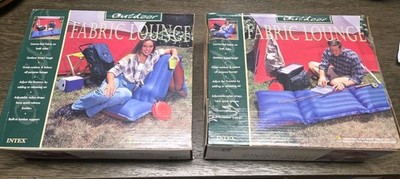 (2) Intex Outdoor Camping Fabric Mat/ Lounges Great For Kids VTG Blue And Red 