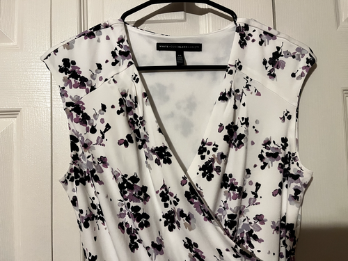 White House Black Market White Ruffle Shell Top with Velvet Tie Size XS NEW - Picture 4 of 7