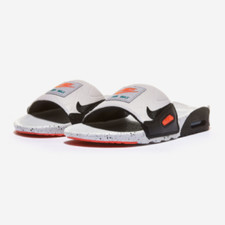 Nike Air Max 90 Slides Sandals Men Size 6 White Turf Orange Splatter BQ4635-102
