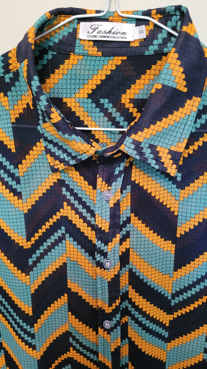 hexagon pattern dress shirt Nick Graham Men's Hexagon Star Dress Shirt - Aqua