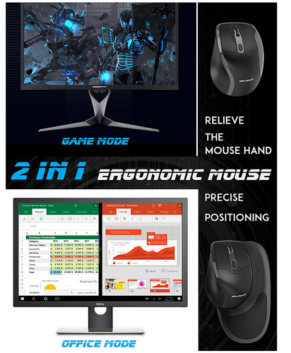 Semi-Vertical Ergonomic Mouse Wired USB Medium Size Detachable Magnetic Palm - Picture 4 of 7