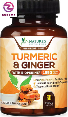 Turmeric Curcumin with Bioperine & Ginger 95% Standardized Curcuminoids 1950Mg -