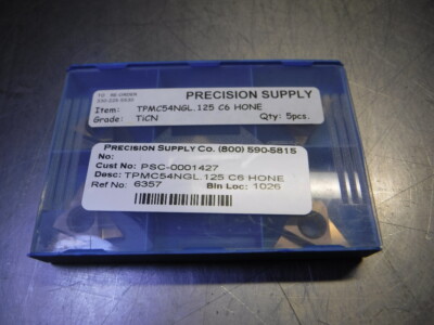 Precision Supply Carbide Inserts QTY5 TPMC54NGL.125 Hone C6 TiCN (LOC646)