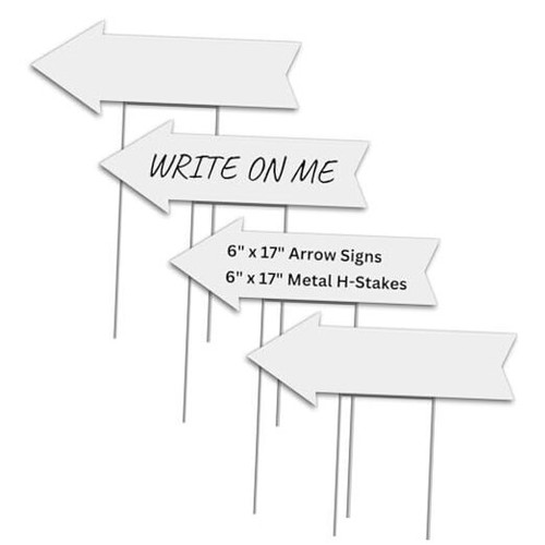 4PC Blank Directional Arrow Yard Sign with Stakes, 17 Blank Arrow Sign 4 Pack
