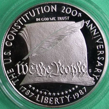 1987 S US Mint Constitution Proof Silver Dollar Commemorative $1 Coin ONLY