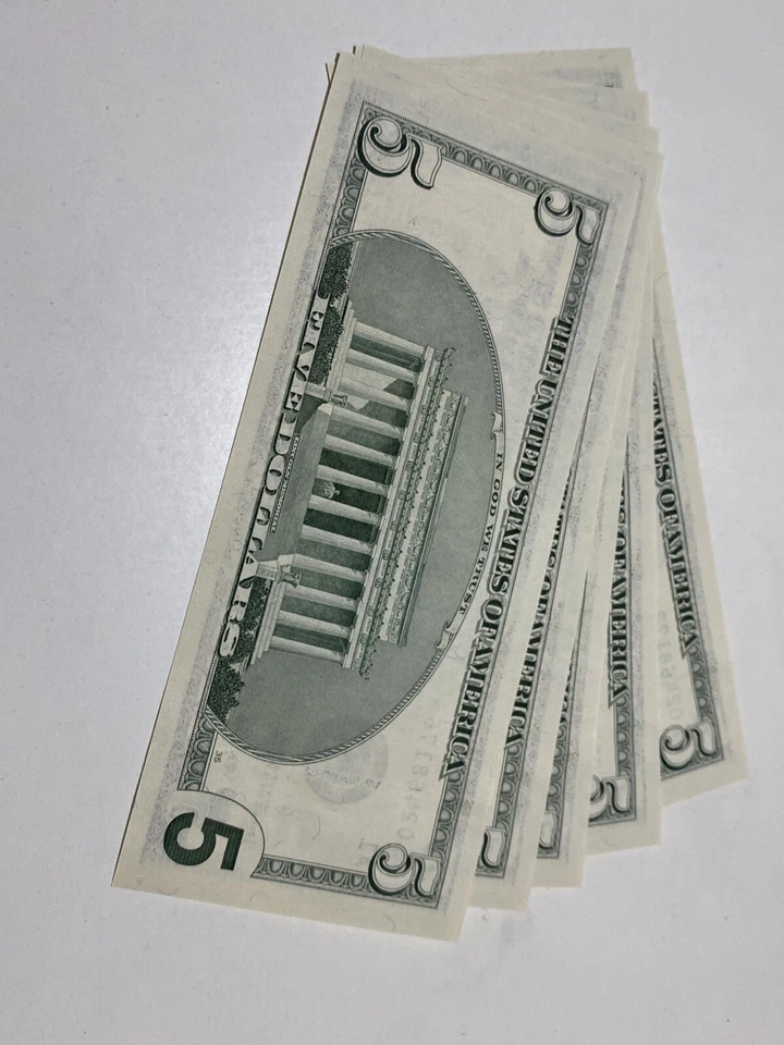 Error 5 of consecutive 1999 $5 Dollar Mix Laddar 01234678/5 STAR NOTE UNC Rare！ - Image 3 of 3