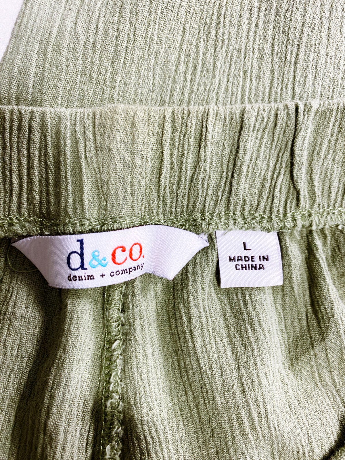 D & Co Womens Capri Pants Size L Green Elastic Waist Pockets Pull On ...