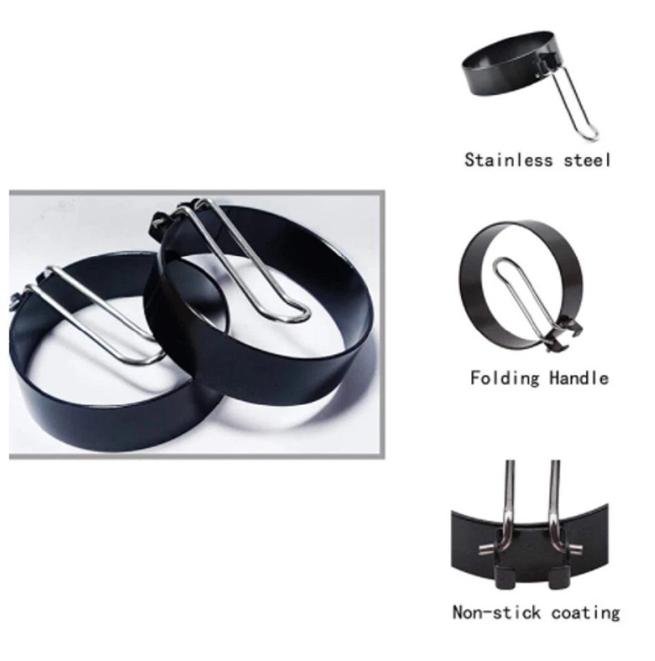 2-Piece Non-Stick Egg Shaper & Pancake Mold Ring Set – Breakfast Cooking Tool - Image 3 of 4